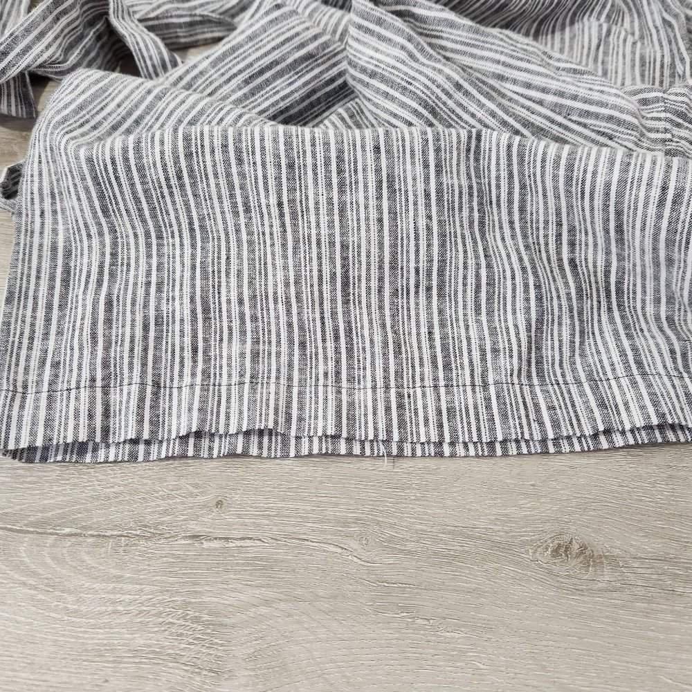 1. State Linen (sz 12) Blend Wide Leg V Neck Grey Striped High Waist Jumpsuit - Picture 11 of 12